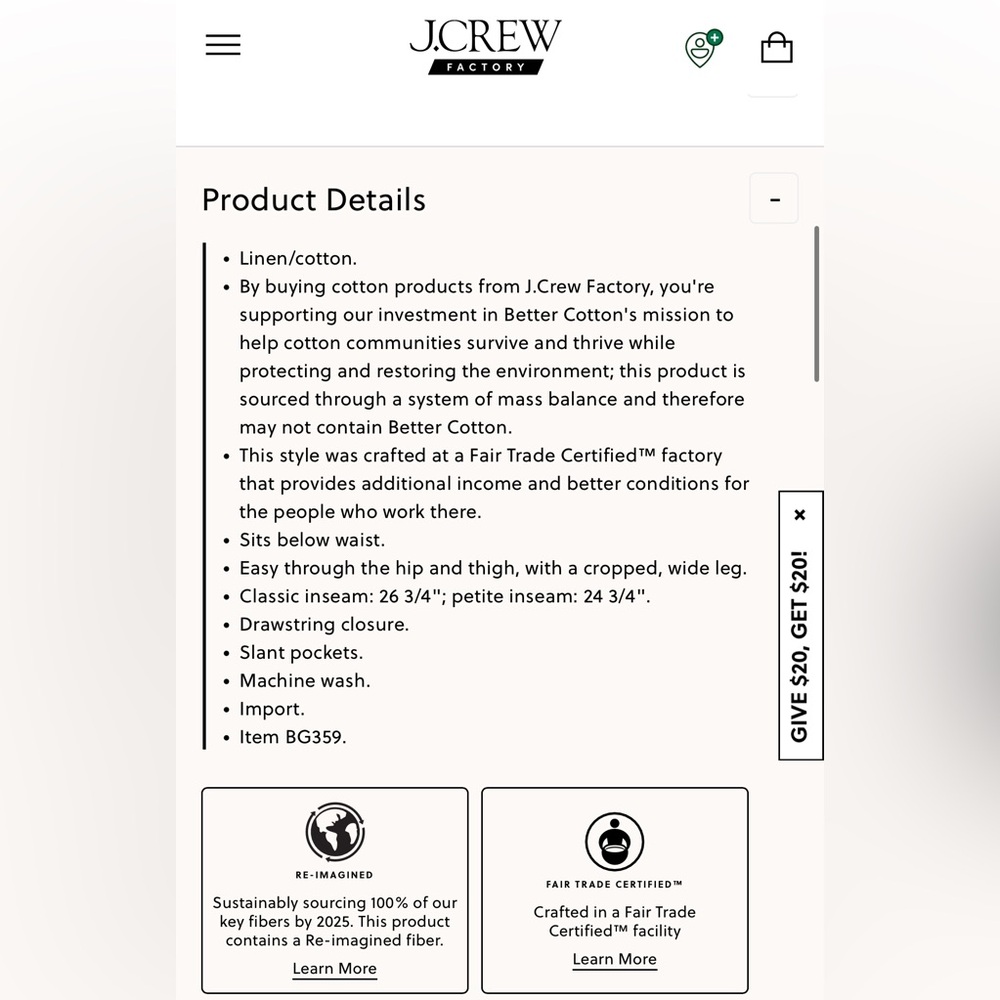 J Crew Linen Cotton Blend Paper Bag Pant Green Size 10 - Picture 15 of 15